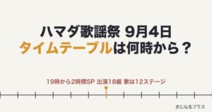 ハマダ歌謡祭タイムテーブル今日9月4日は何時から？歌唱曲・見逃し配信はいつまで