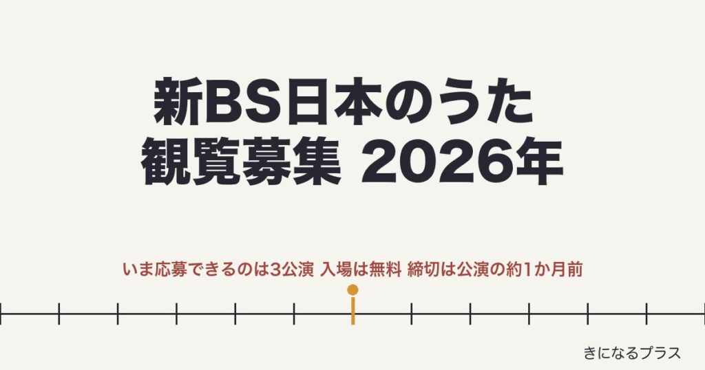 新BS日本のうた観覧募集2026年はいつ？申し込み方法と年間予定